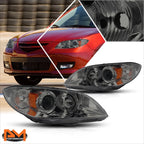 Smoked Lens Amber Corner Projector Headlights for Mazda 3 Sedan (2004–2009)