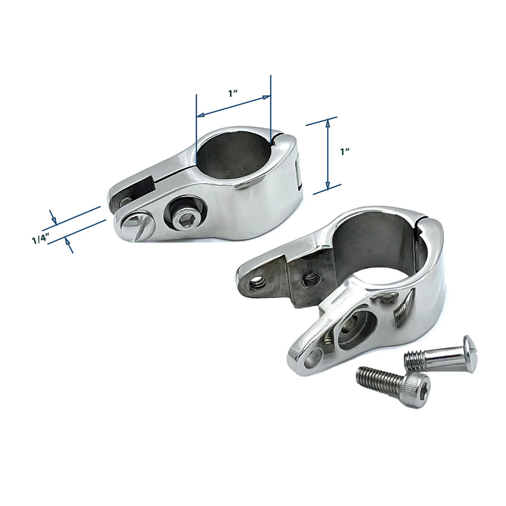 Set of 2 Stainless Steel Hinged Jaw Slide Rail Mounts for Boat Bimini Top