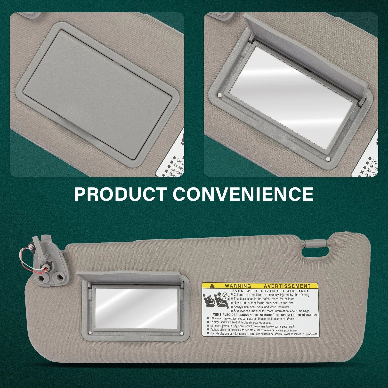 Sun Visor Pair for Hyundai Sonata (2006–2008) w/Light