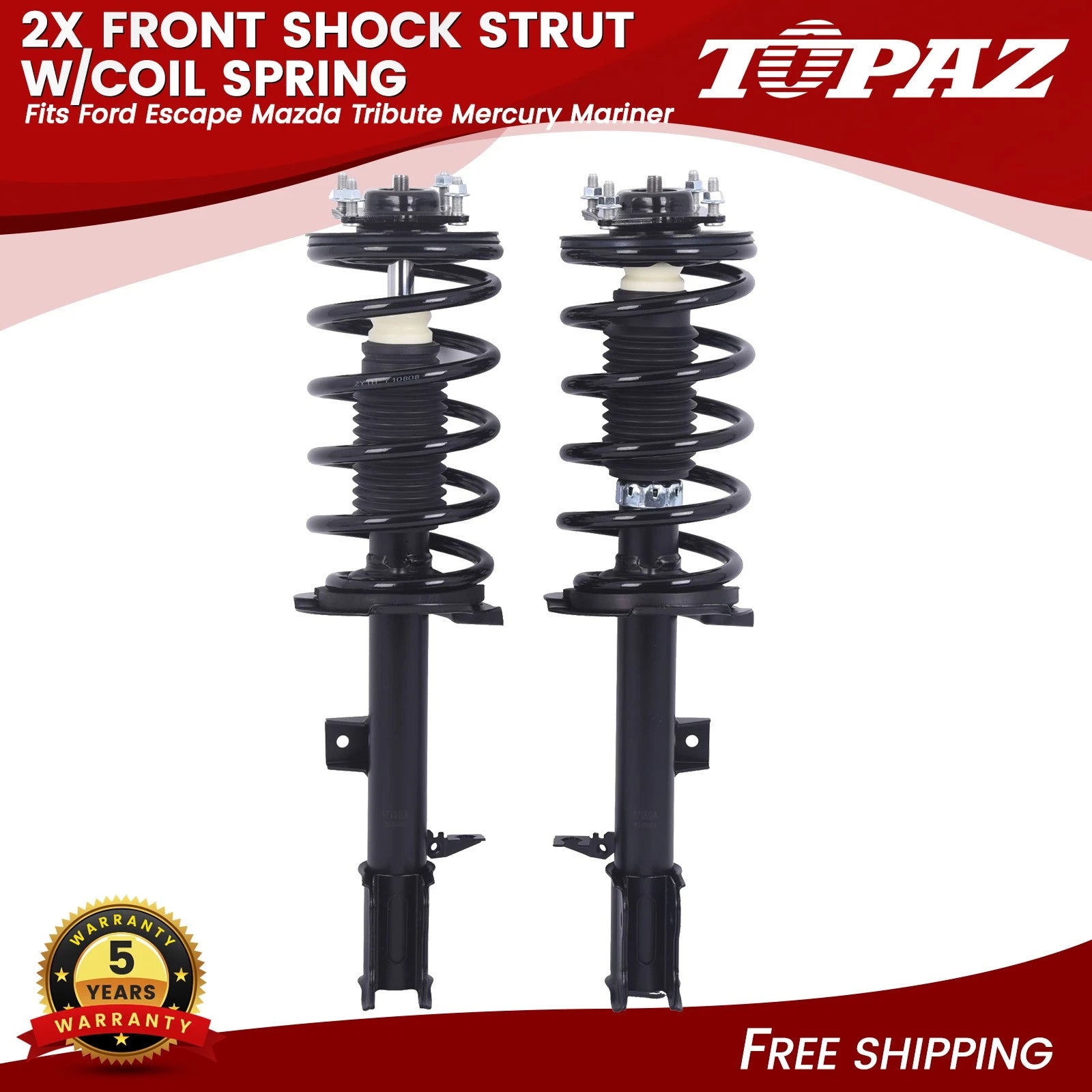 2X Front Shock Strut with Coil Spring for Ford Escape (2001–2012)