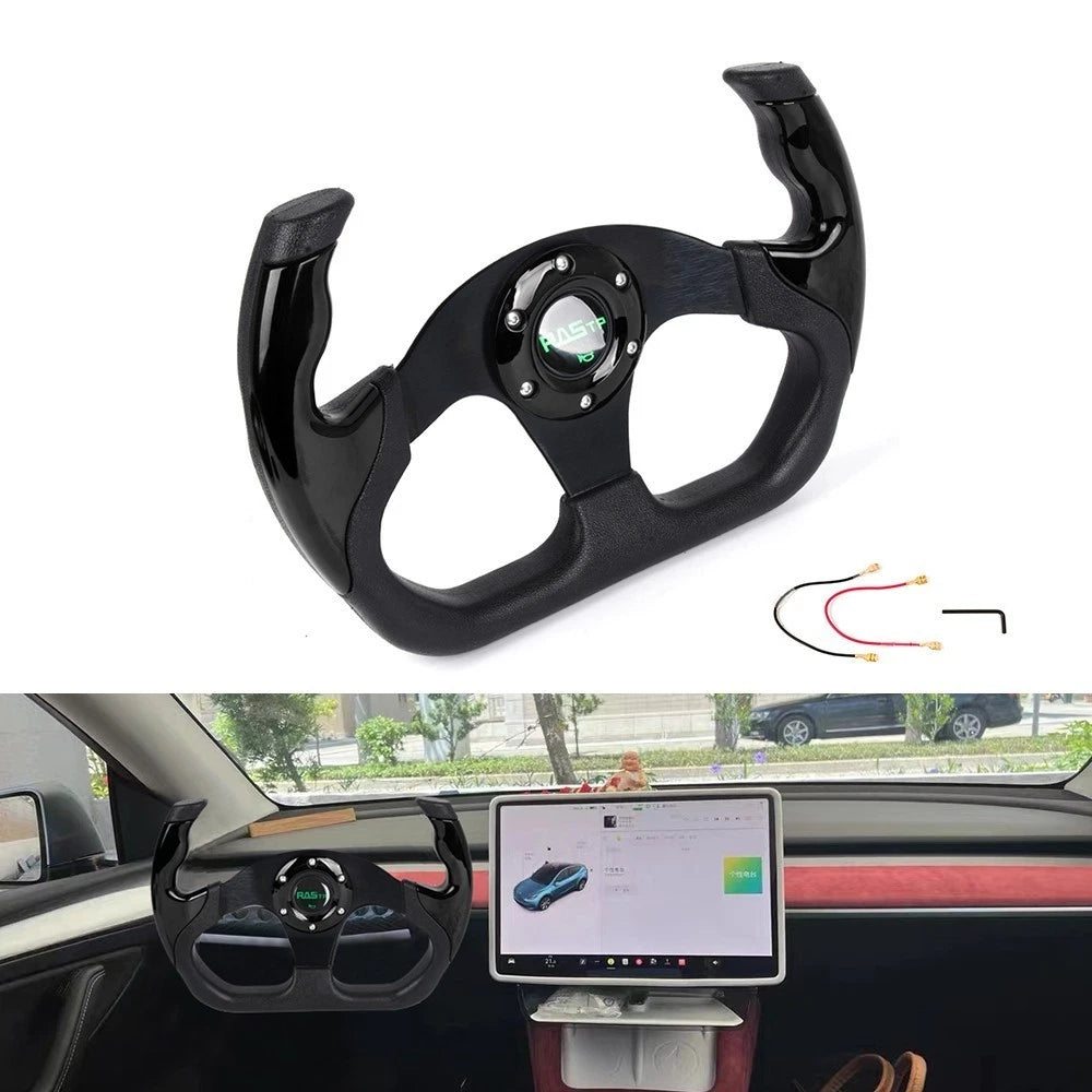 13" U-Shape Flat Drift Racing Steering Wheel for Universal 6 Hole (Fits 325mm)