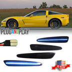 Set of 4 Smoke Ice Blue LED Side Marker Lights for Chevy Corvette C6 (2005–2013)