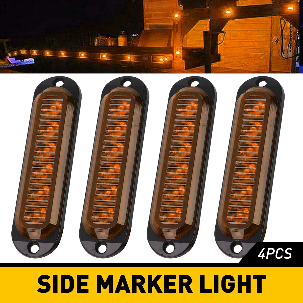 Set of 4 LED Side Marker Amber Lights for Truck Trailer RV
