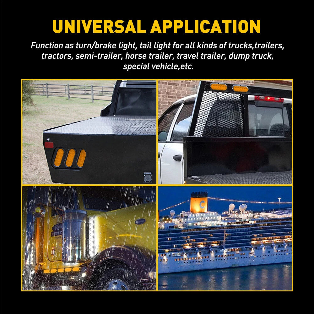 Set of 4 Amber Oval LED Trailer Truck Lights for Universal Use
