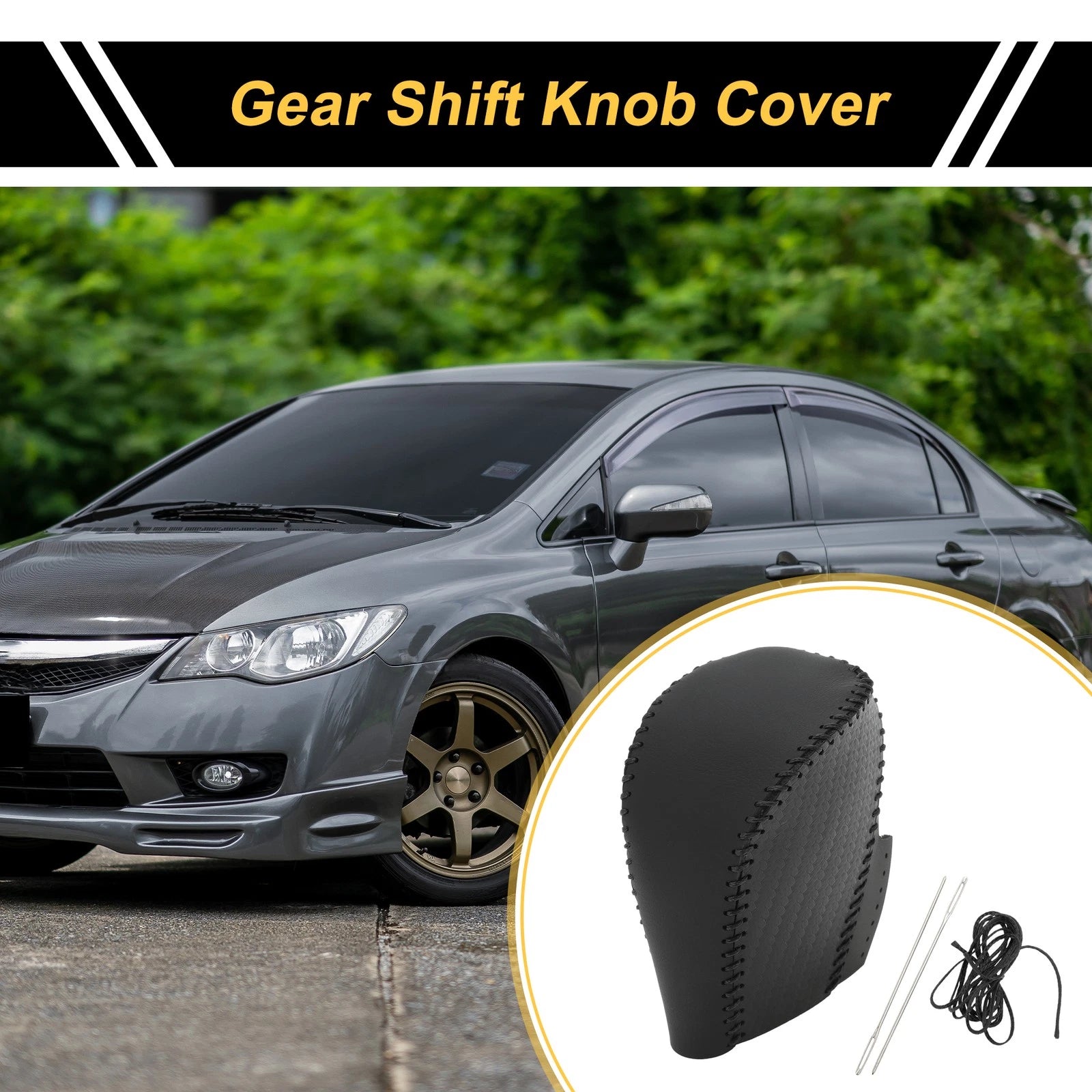 Gear Shift Knob Cover for Honda Civic (2016–2021) Black Faux Leather
