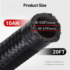 10AN Nylon Braided Fuel Line Hose Fitting Kit for CPE (20FT, Black)