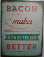 Iron Tin Metal Sign for Home Kitchen Decor (Bacon Theme)