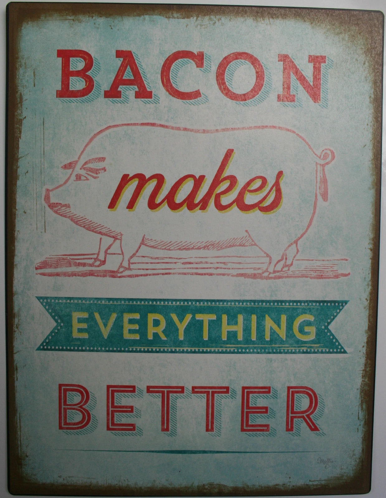 Iron Tin Metal Sign for Home Kitchen Decor (Bacon Theme)