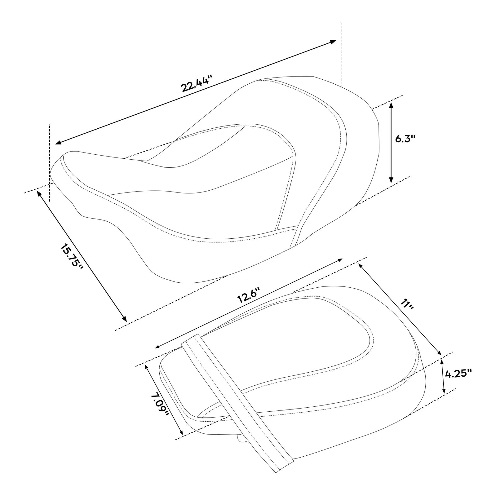 Gel Seat for Harley Street Road Glide (2009–2023) - Black/White