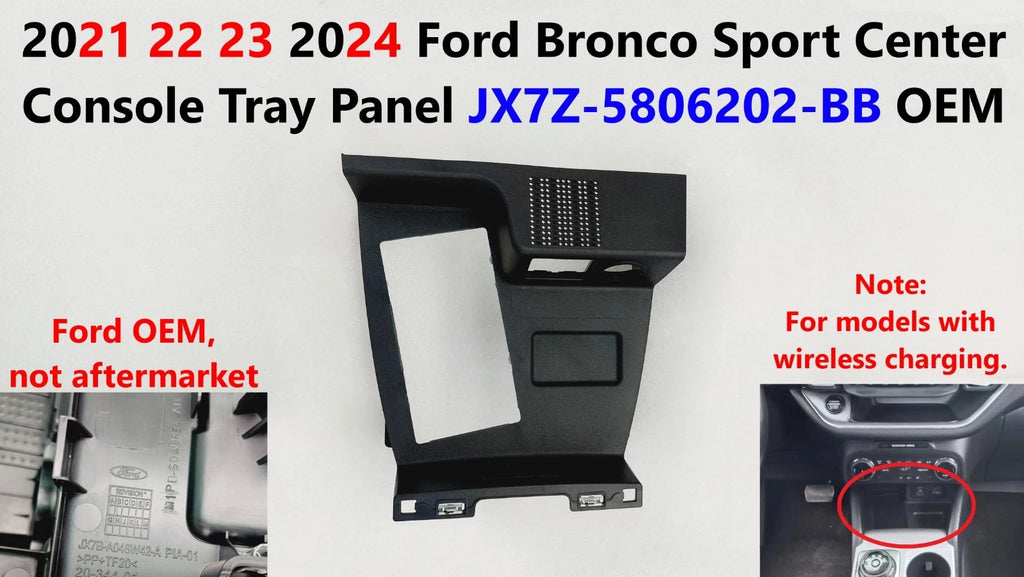Center Console Tray Panel for Ford Bronco Sport (2021–2024) JX7Z-5806202-BB