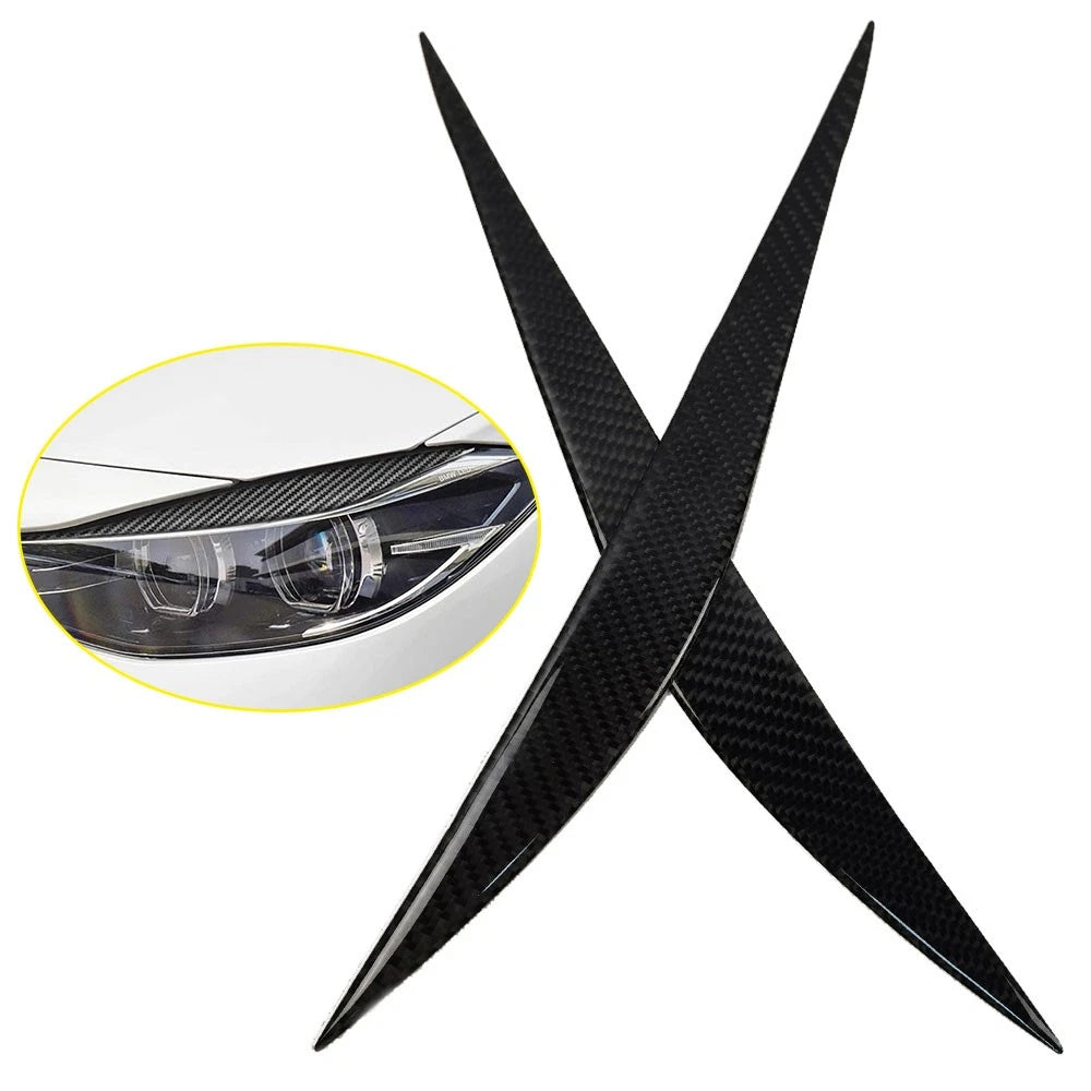 2X Glossy Black Headlight Eyelid Covers for BMW 3 Series (2013–2019)