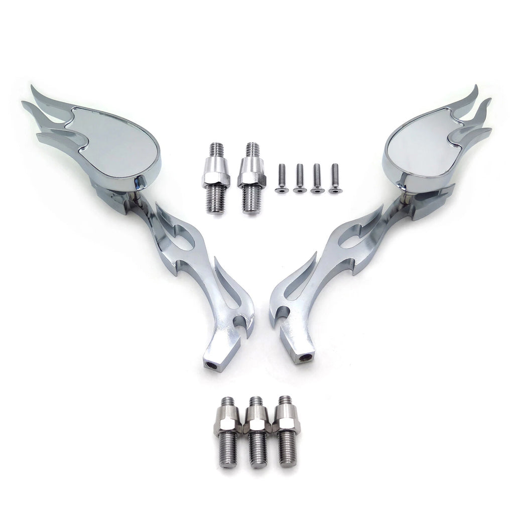 Chrome Flame Burning Fury Running Mirror for Honda Kawasaki Suzuki (All Years)