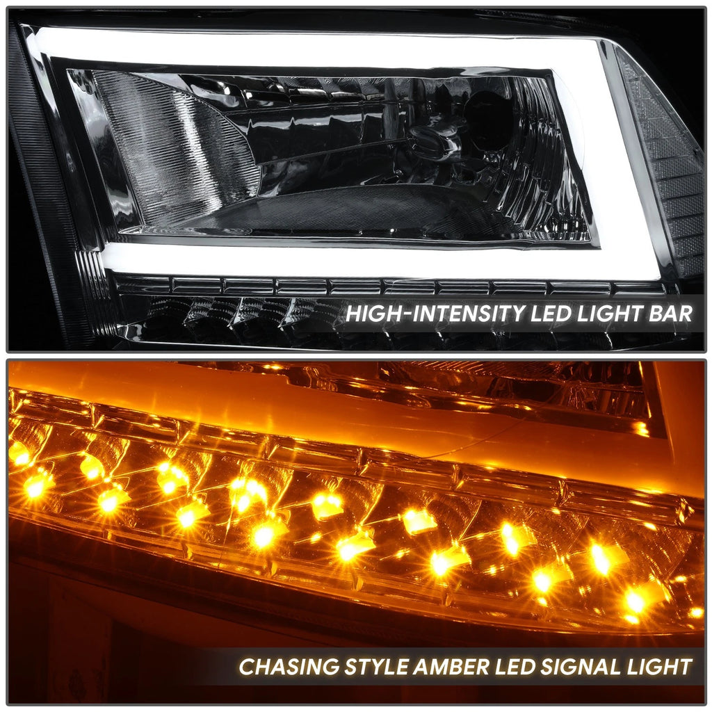 Chrome/Clear C-LED DRL Sequential Turn Signal Headlights for RAM 1500 (2009–2024)