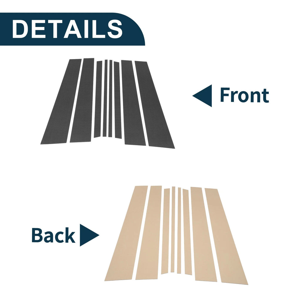 8 Pcs Door Pillar Window Trim for Honda Ridgeline (2017–2023) Carbon Fiber