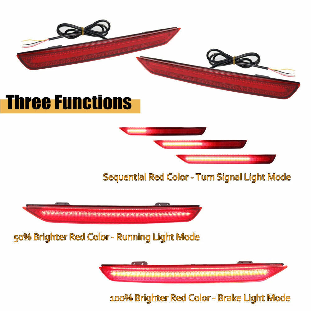 Red LED Rear Bumper Reflector Tail Lights for Honda Odyssey (2011–2017)