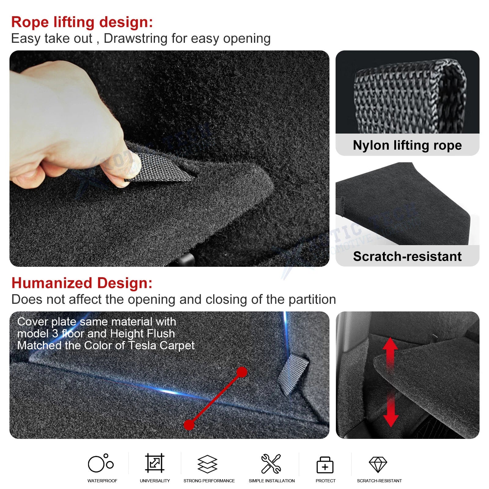 Trunk Side Storage Box Cargo Organizer Bins for Tesla Model Y (2020-2025)