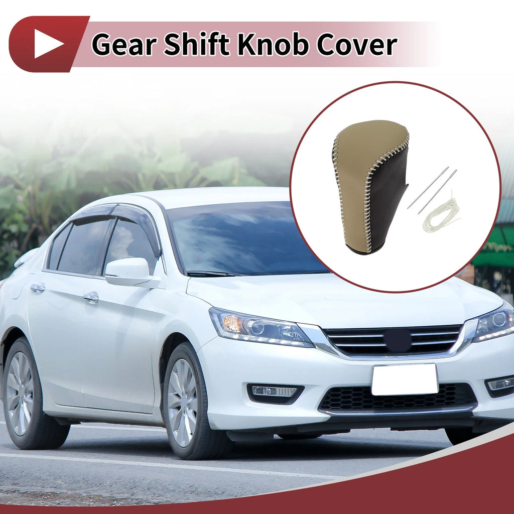 1Pc Gear Shift Knob Cover for Honda Accord 8 (2008–2012) Black Beige Leather