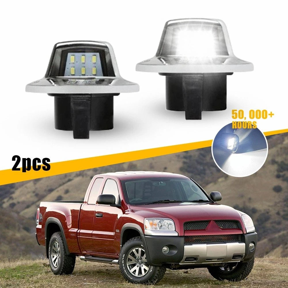 Set of 2 White License Plate Tag Lights for Mitsubishi Raider (2006–2009)