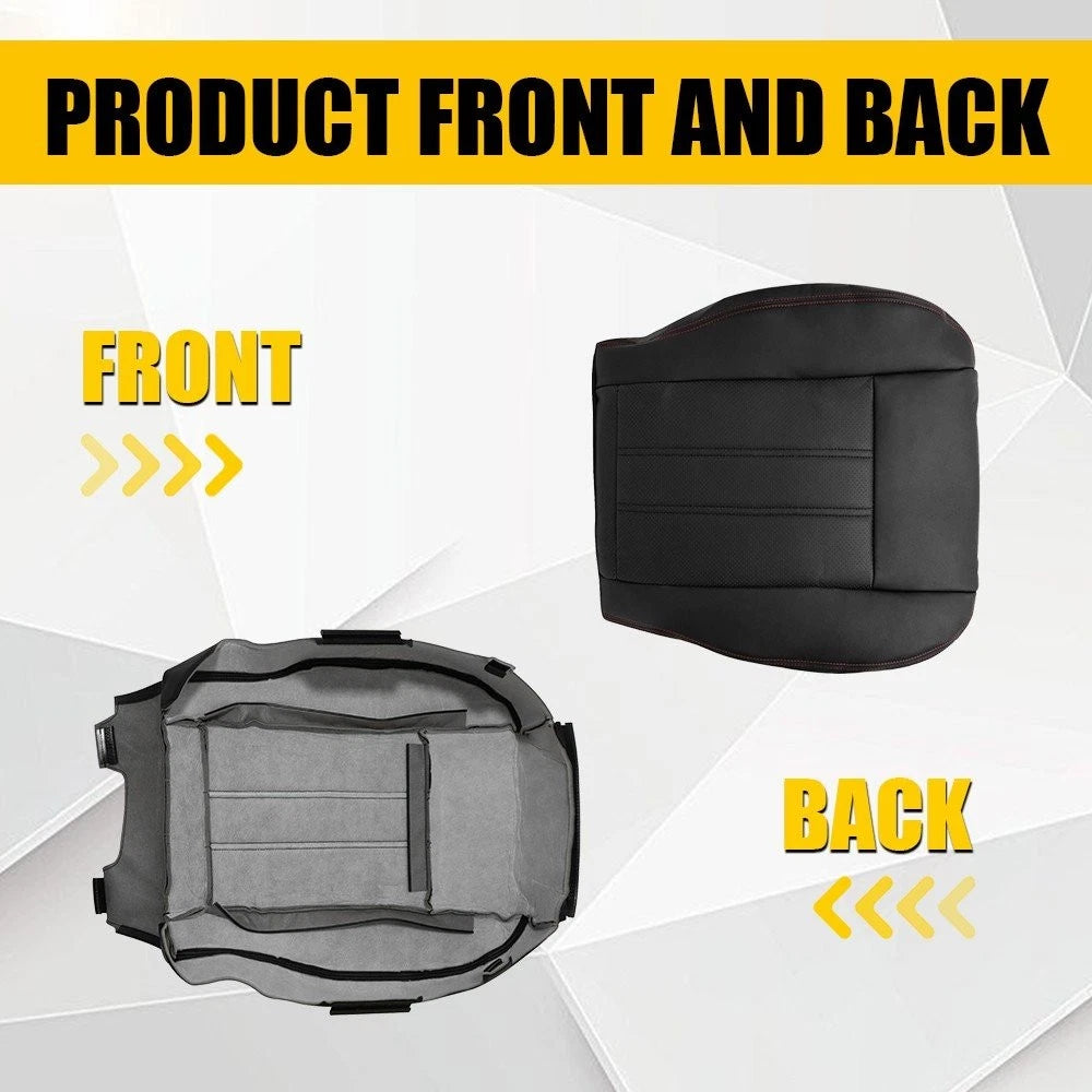 Driver Bottom Seat Cover for Dodge Grand Caravan (2008–2020) Black Red Seam