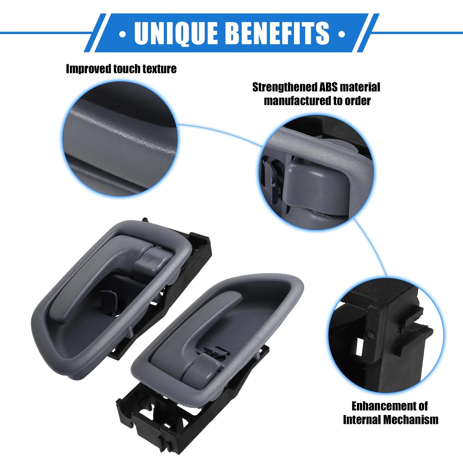 2 Pcs Interior Door Handles for Toyota Sequoia (2004–2007) Gray