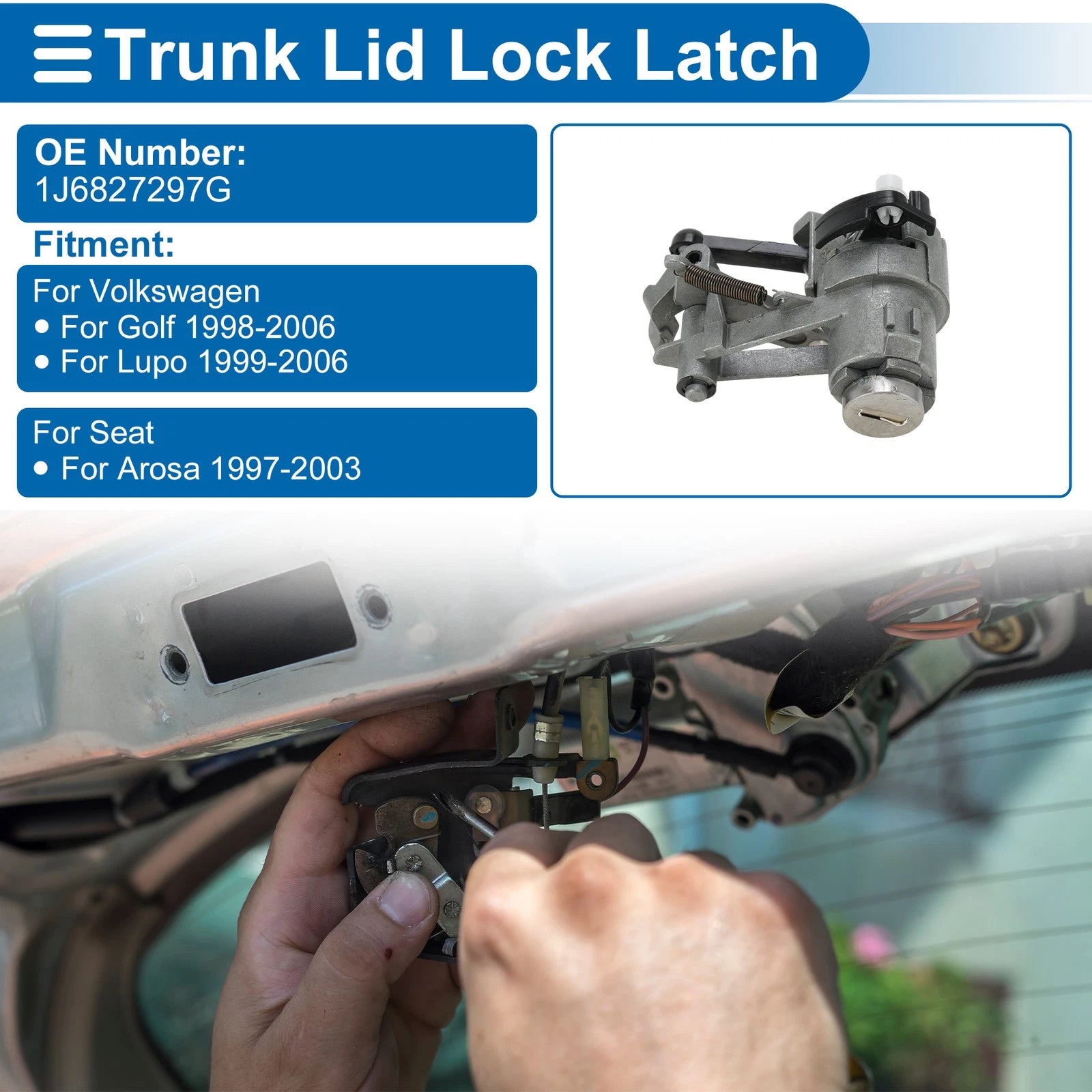 Trunk Lock Cylinder Set with Tailgate Lock & Keys for Volkswagen Golf 