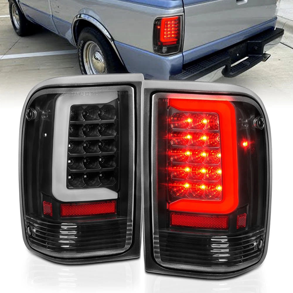 Black Clear Lens Tail Light Assembly w/Light Bar for 1993-1997 Ford Ranger