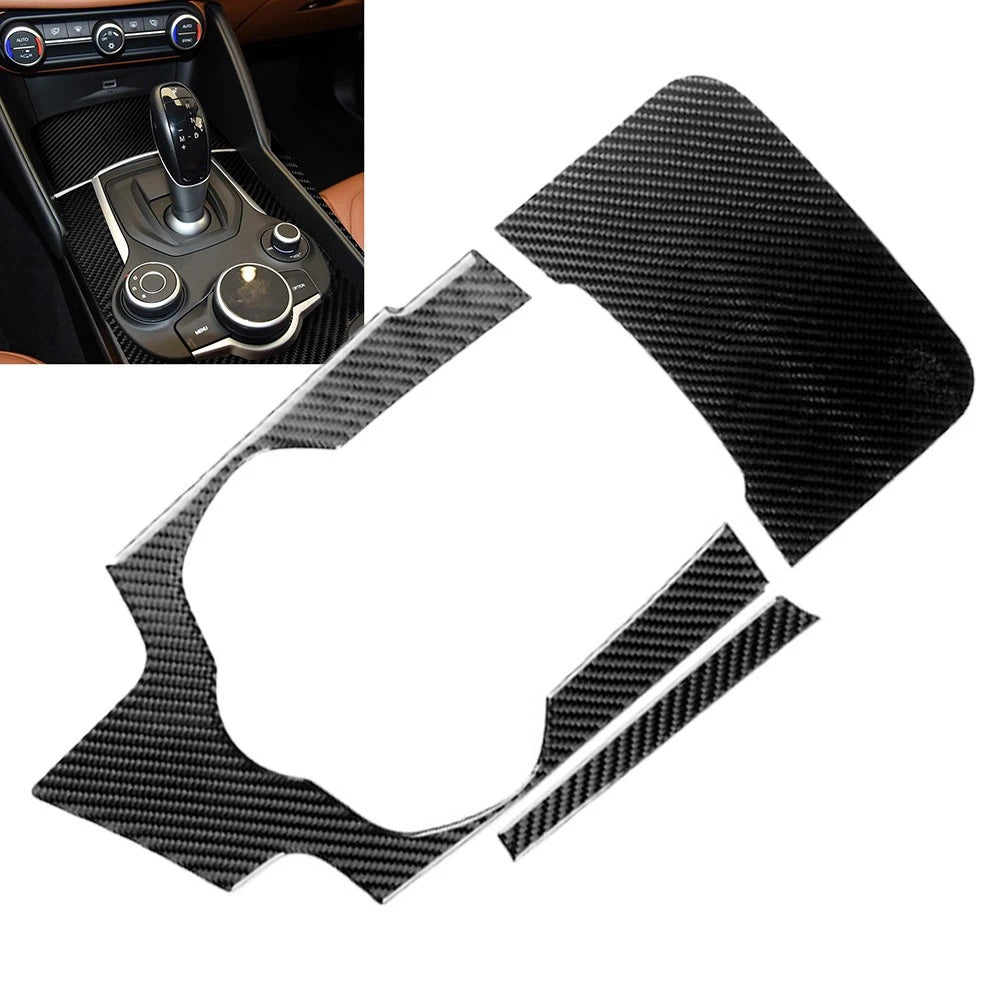 3pcs Carbon Fiber Console Trims for Alfa Romeo Giulia (2017–2023)
