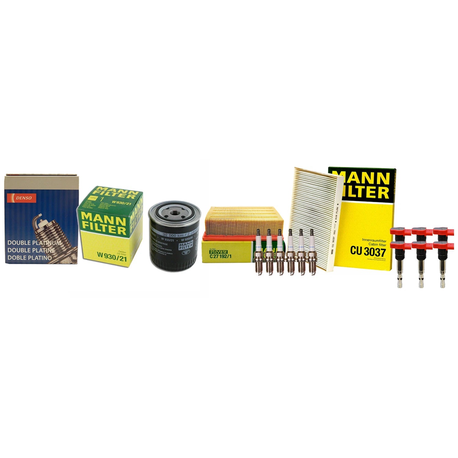 Set of 6 Coils & 6 Spark Plugs for Audi (Denso, Mann)