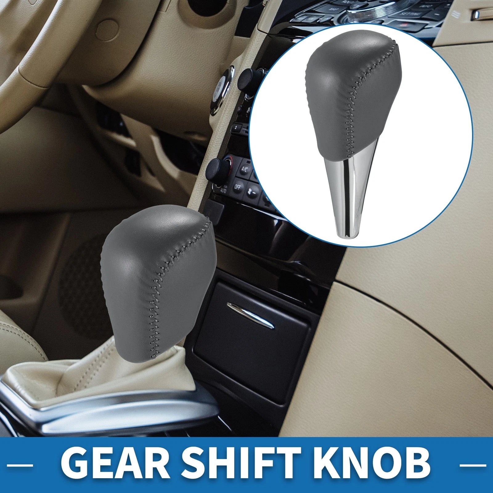 Automatic Gear Shifter Knob for Toyota Camry (2007–2014) - Gray Plastic Faux Leather