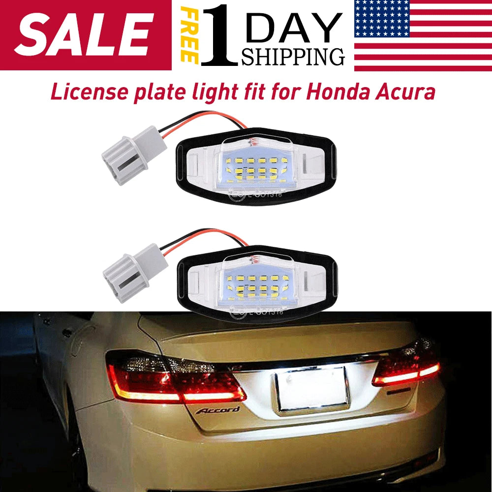 2X LED License Plate Light for Acura TL TSX MDX Honda Civic Accord