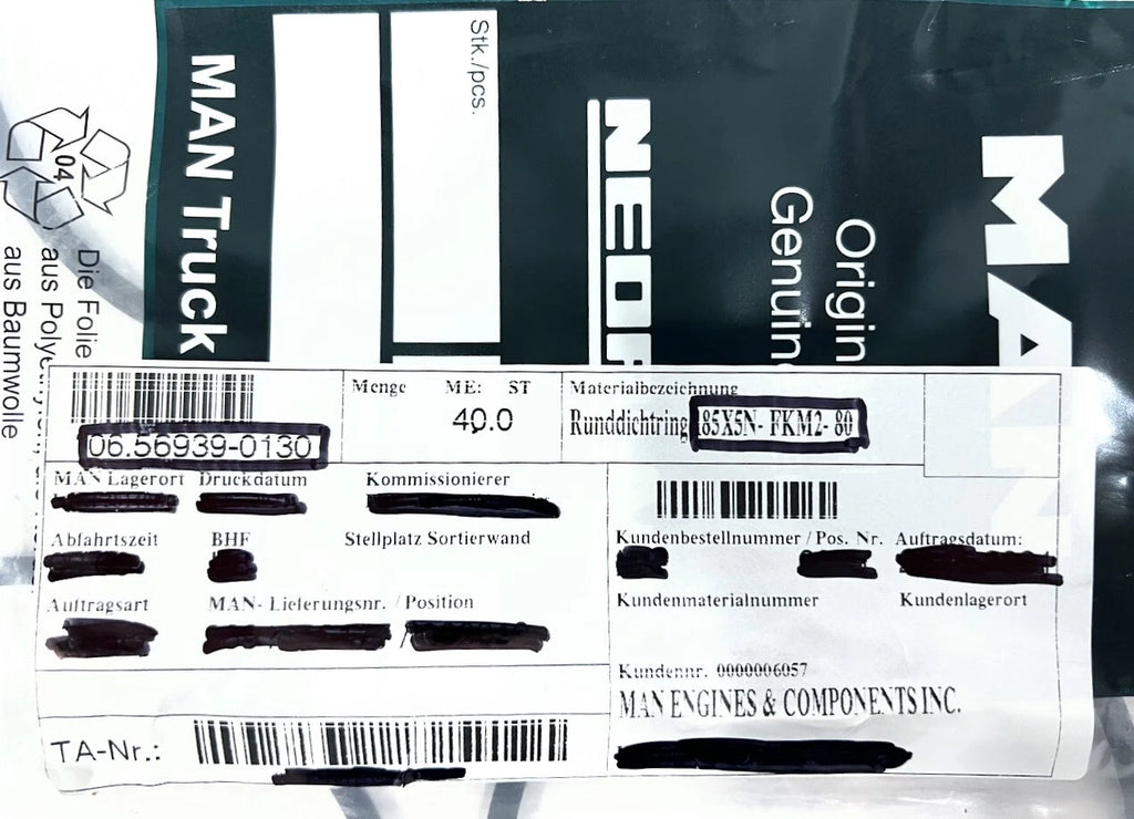 Set of 5 O-Rings for MAN (06.56939-0130, 185X5N-FKM2-80)