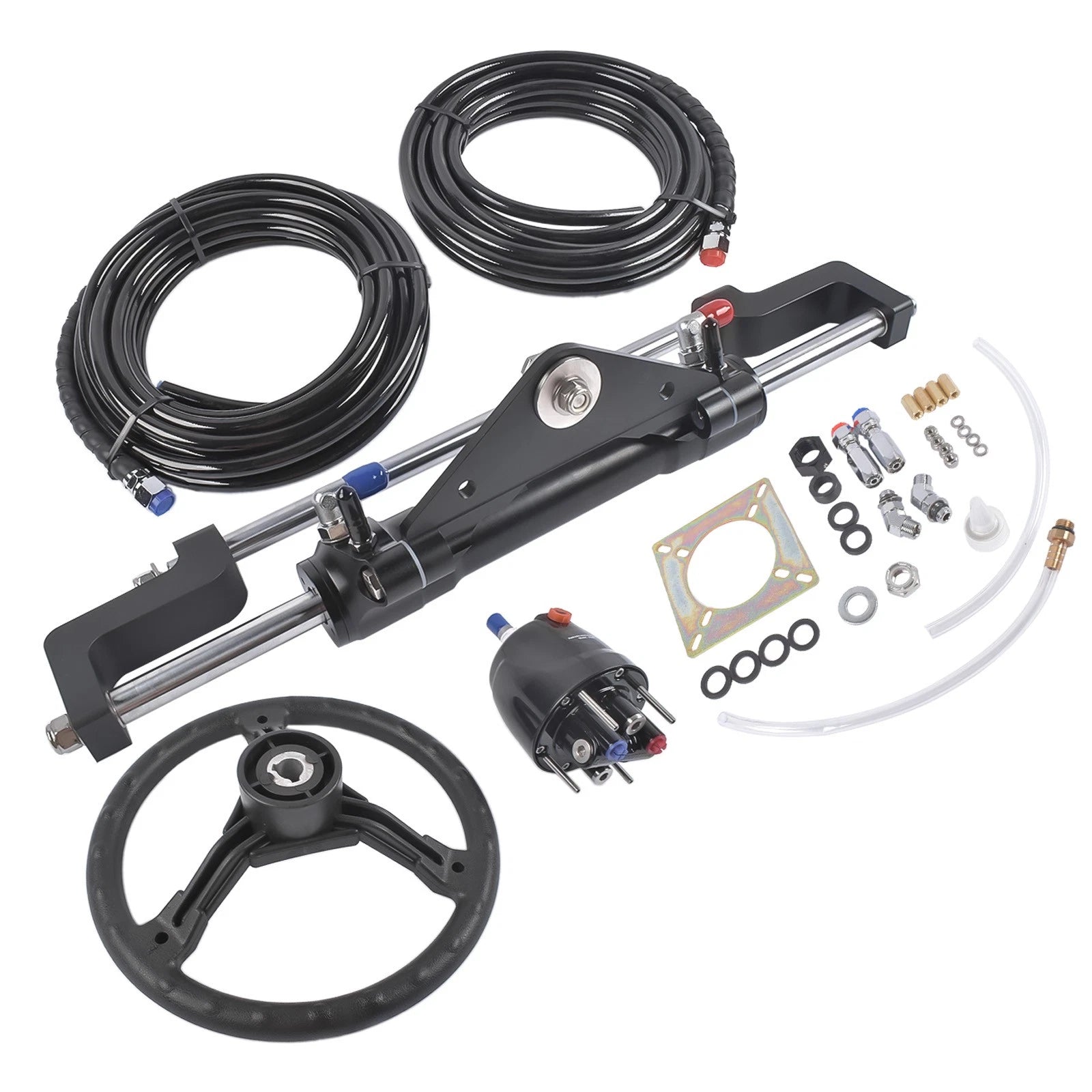 Hydraulic Outboard Steering Kit for Boat (24' Hoses, 300HP)