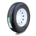 ROCKMAN ST225/75R15 Trailer Tire 10-Ply E 117M 6 Lug 5.5" White Spoke