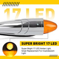 5X Amber Torpedo Cab Marker Lights for Truck (LED, Chrome)