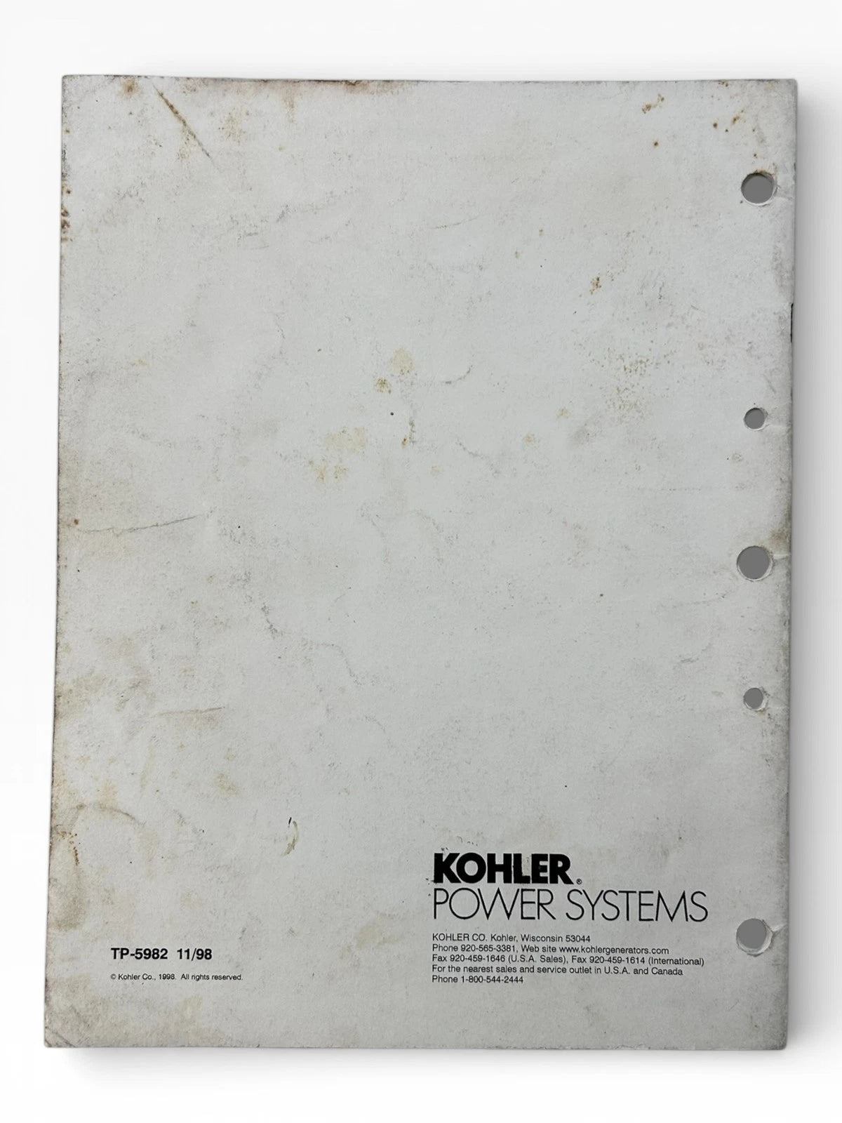 Kohler TP-5982 Marine Generator Installation Manual for Marine Generators