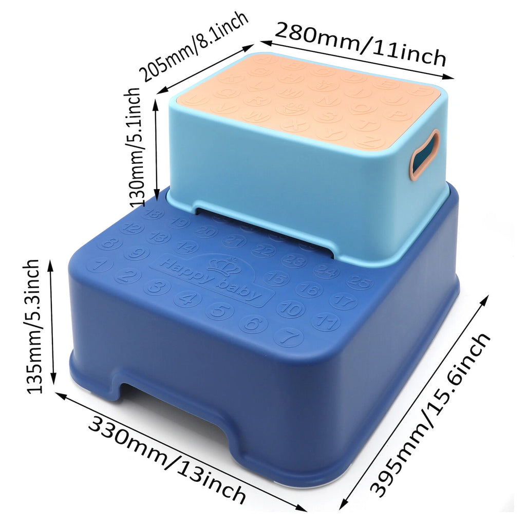 2X Anti-Slip Step Stool for Toddler Kids Bathroom Potty (Miesblue)