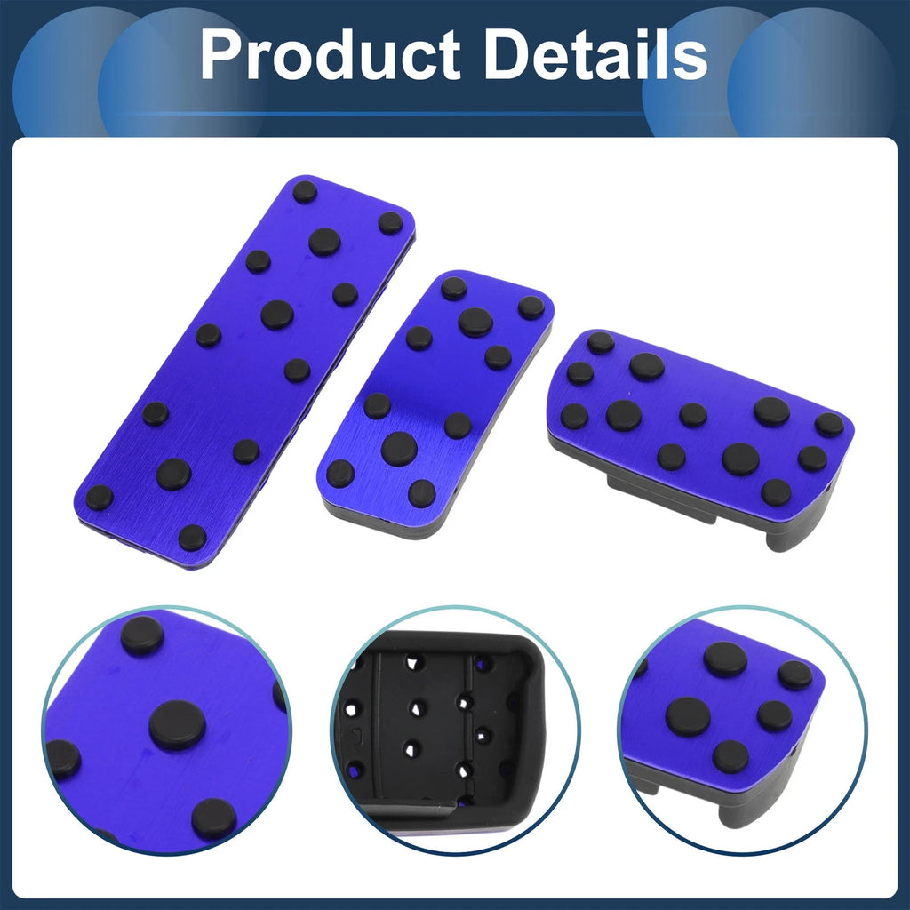 3 Pcs Automatic Foot Accelerator Pedal Covers for Subaru Forester (2006–2018) Blue