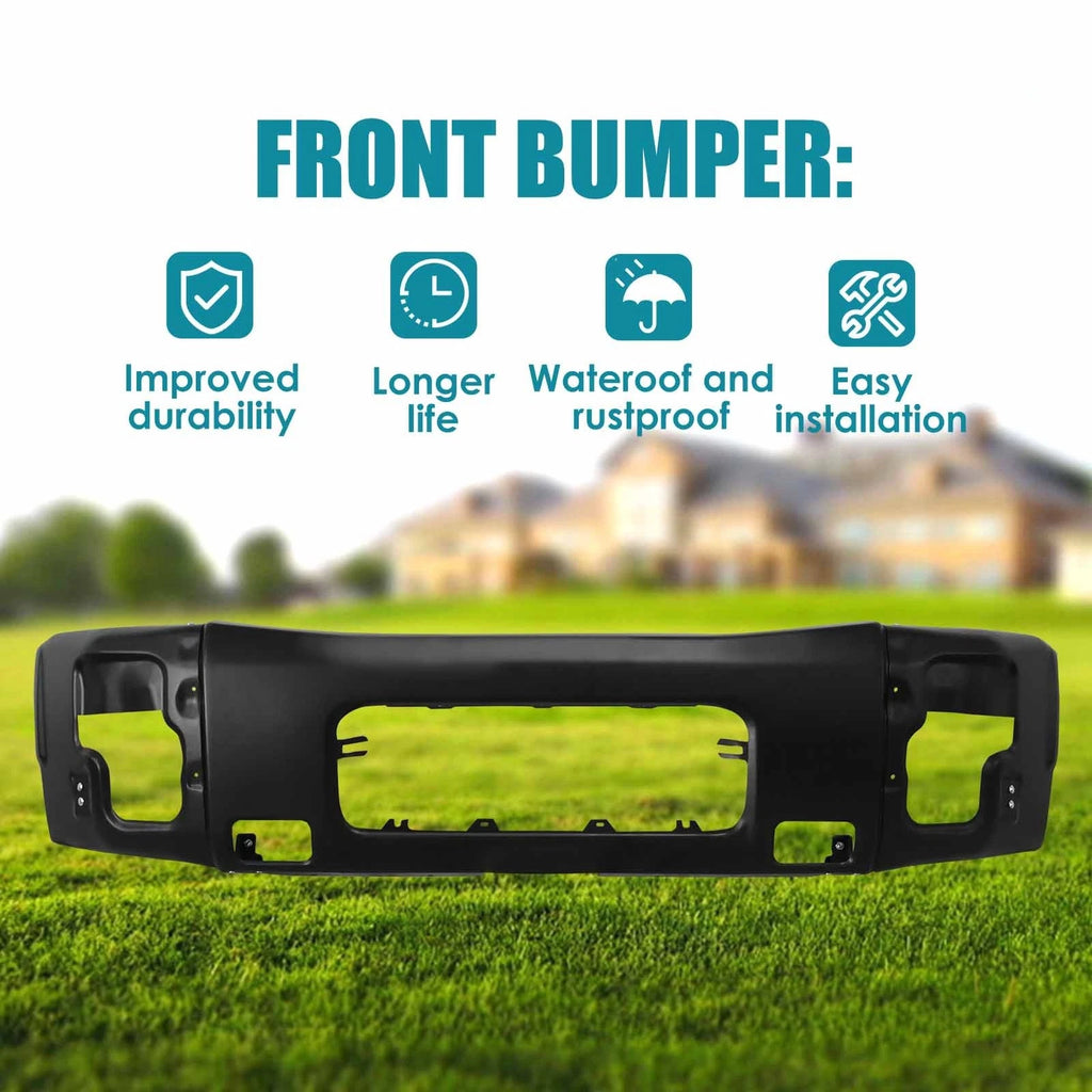Black Steel Front Bumper Face Bar for Nissan Titan (2004–2015) w/Fog Light Holes