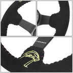 NRG 350mm 3" 3-Spoke Black Suede Steering Wheel for Universal Fit