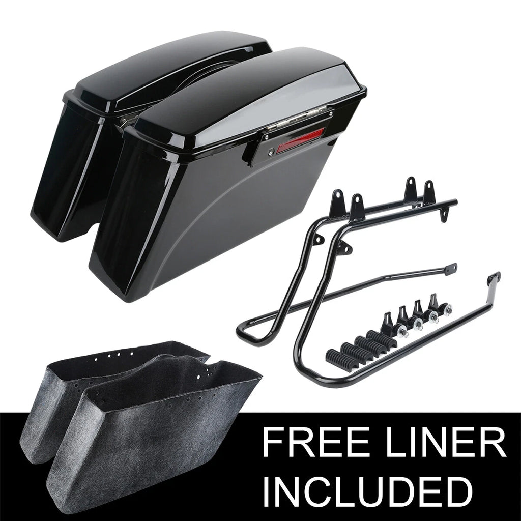 Complete Vivid Black Hard Saddlebag Softail Conversion Brackets for Harley (1986–2017)