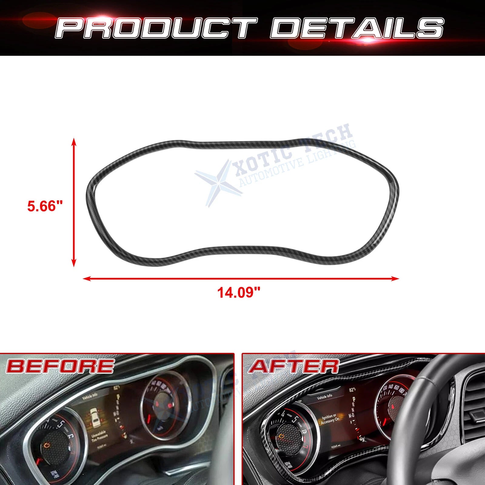 Dashboard Display Frame Cover for Dodge Challenger (2015-2024)