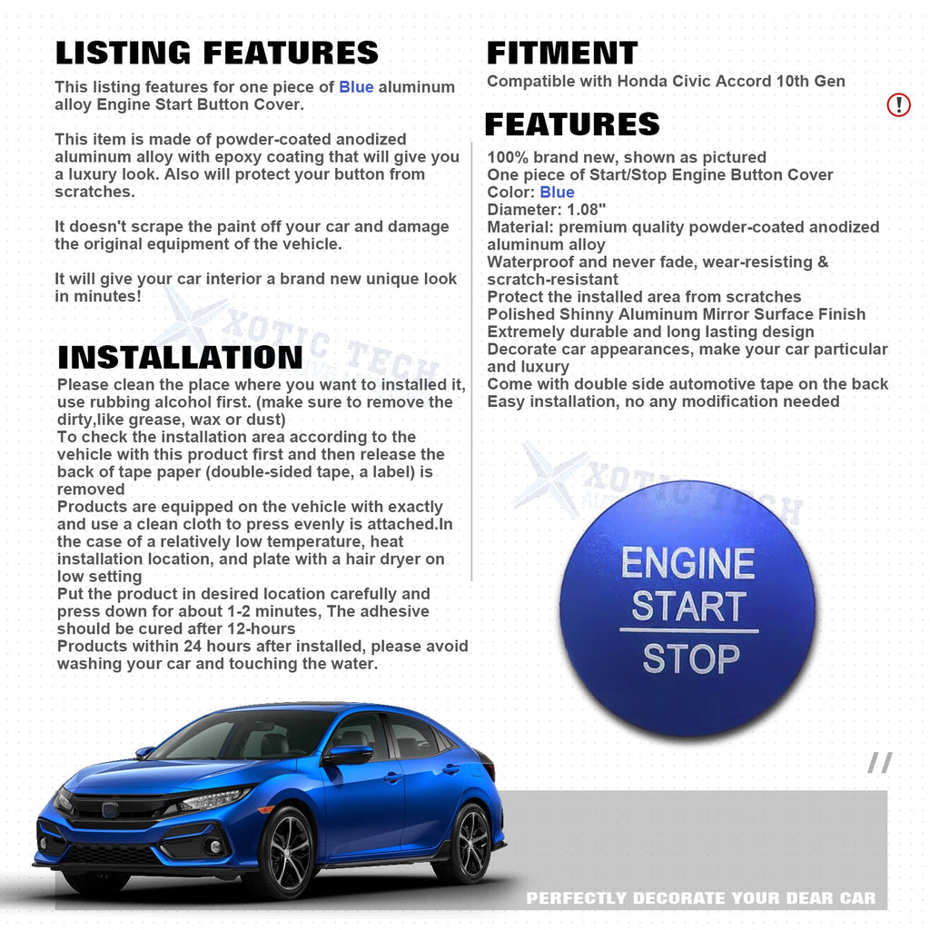 Engine Start Button Moulding Cover for Honda Accord (2018-2022)