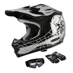 Youth Motocross Helmet Goggles Gloves Set for ATV Dirt Bike (S, M, L, XL)