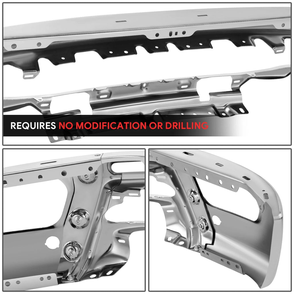 Chrome Steel Front Bumper Face Bar for Ford Ranger (2019–2024) w/ Sensor Hole