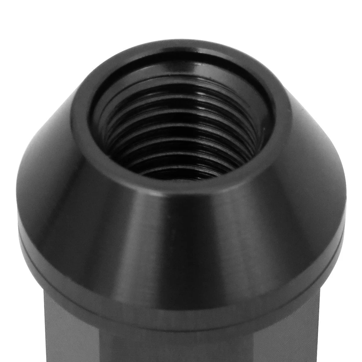 Set of 20 J2 7075 Forged Aluminum M12x1.5 Open-End Lug Nuts w/Adapter Black