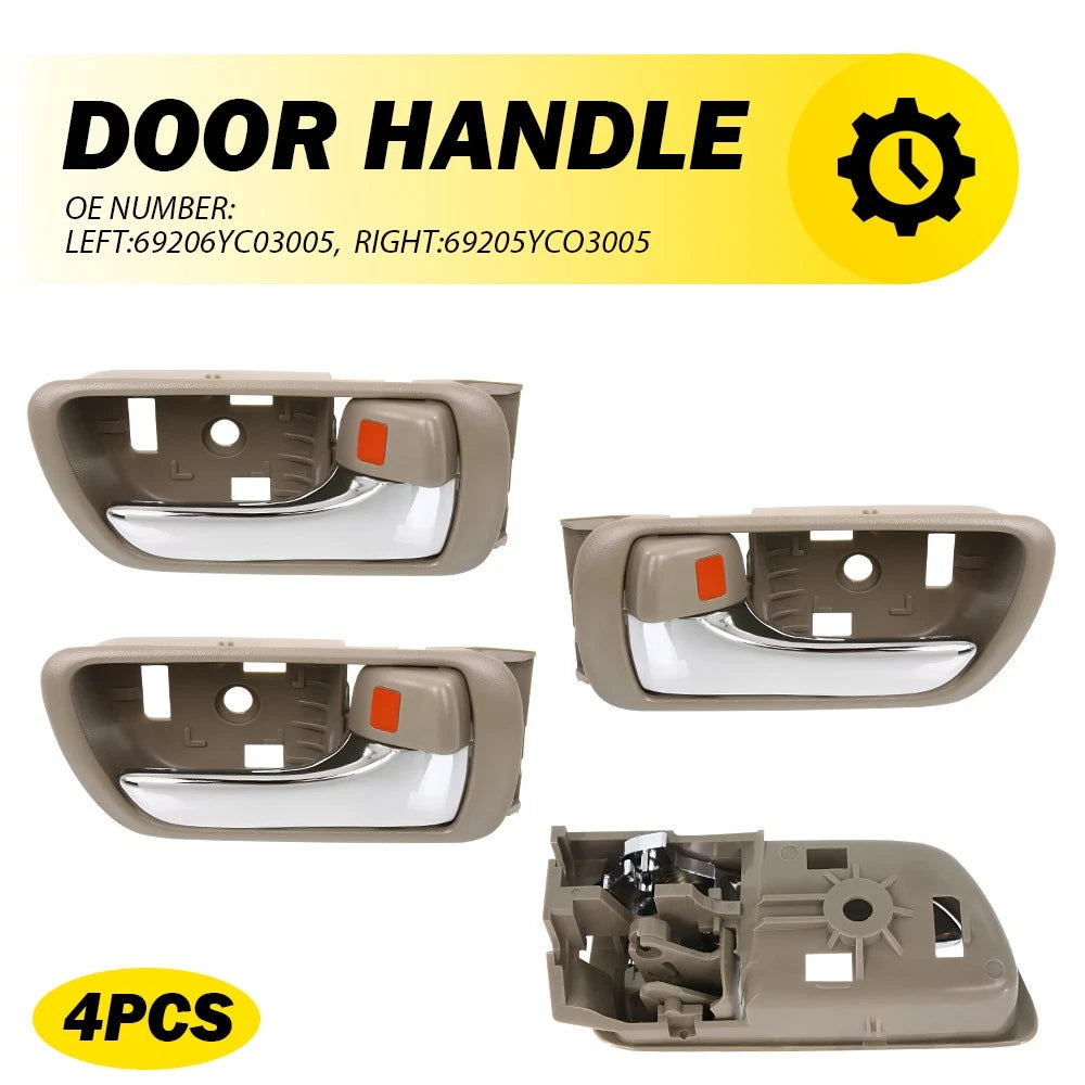 4X Inner Door Handle LH+RH for Toyota Camry (2002–2006) Beige Chrome