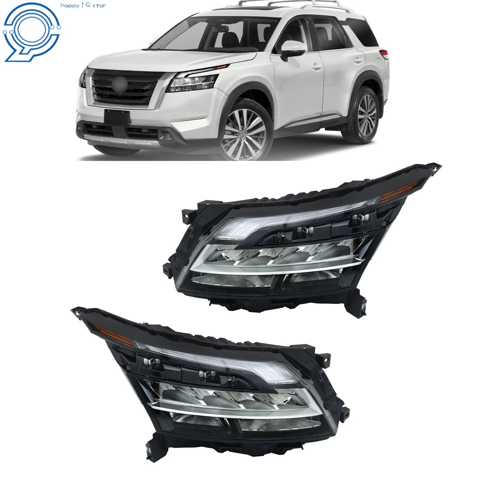 Front LED Headlights for Nissan Pathfinder (2022–2023) W/Halogen Turn Signal