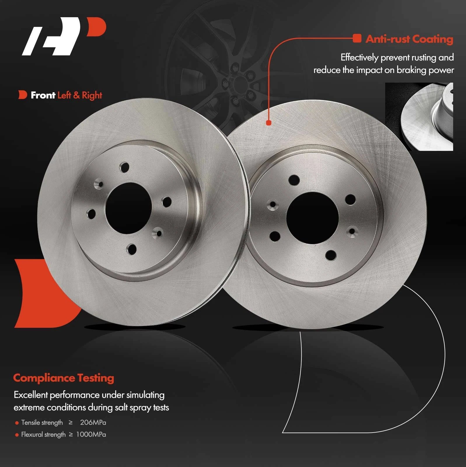 Front Disc Brake Rotors & Ceramic Pads for Hyundai Accent (2018–2020)