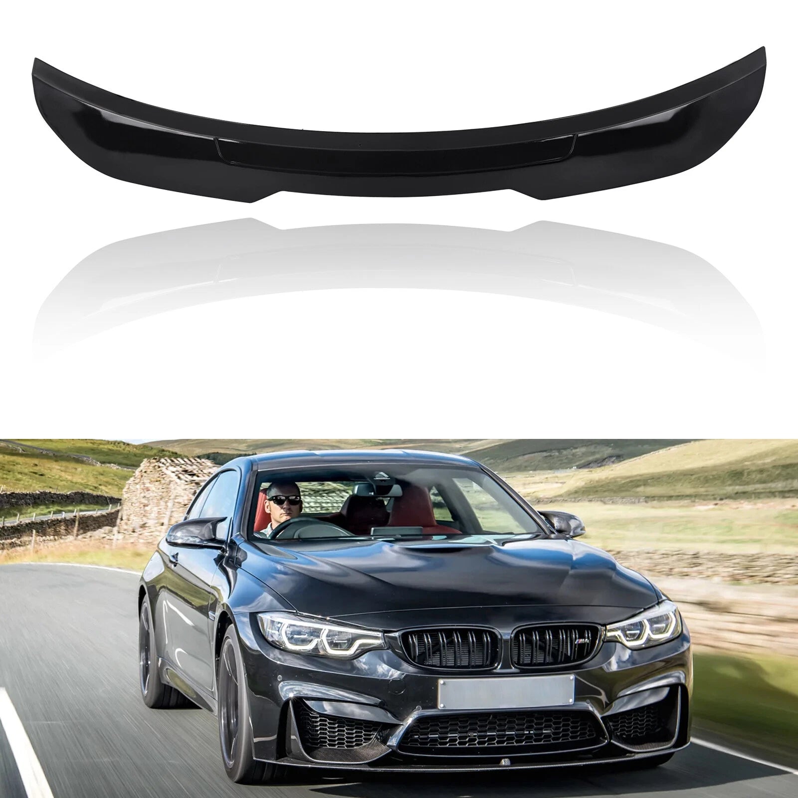 Trunk Spoiler Wing for BMW M4 (2015–2020) Glossy Black PSM Style