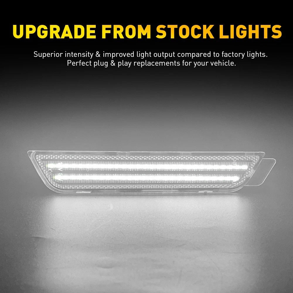 Set of 2 Front White LED Strip Rear Side Marker Lights for Chevy Camaro (2010–2015)
